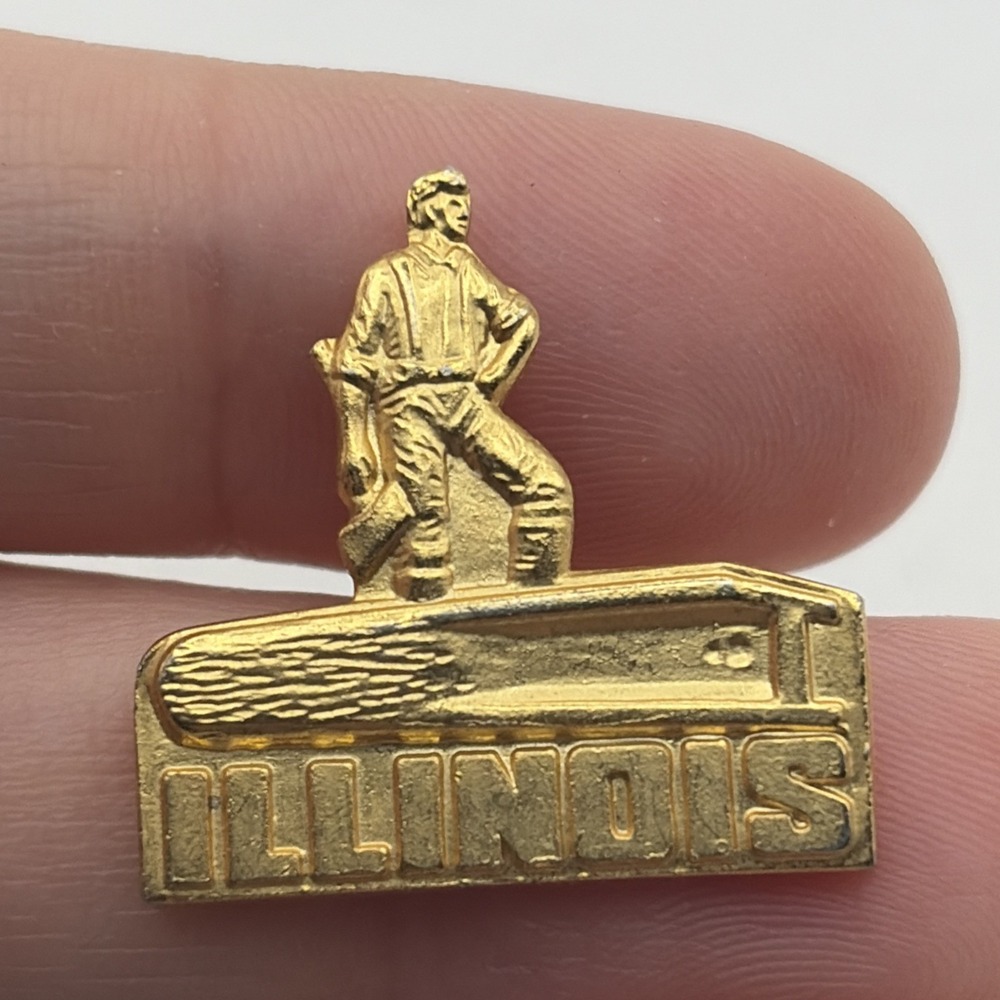Illinois Abraham Lincoln Gold Tone Lapel Hat Pin